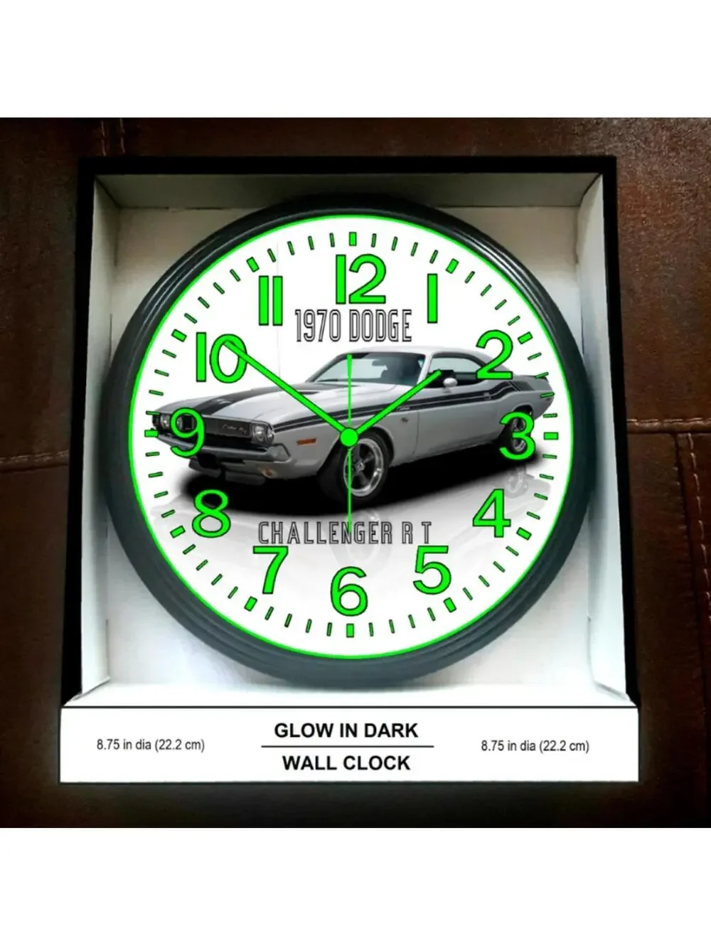 1970 Dodge Challenger RT Glow In The Dark Wall Clock New!